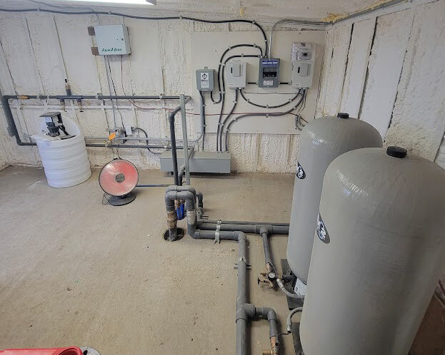 water well system installed in the basement of a building